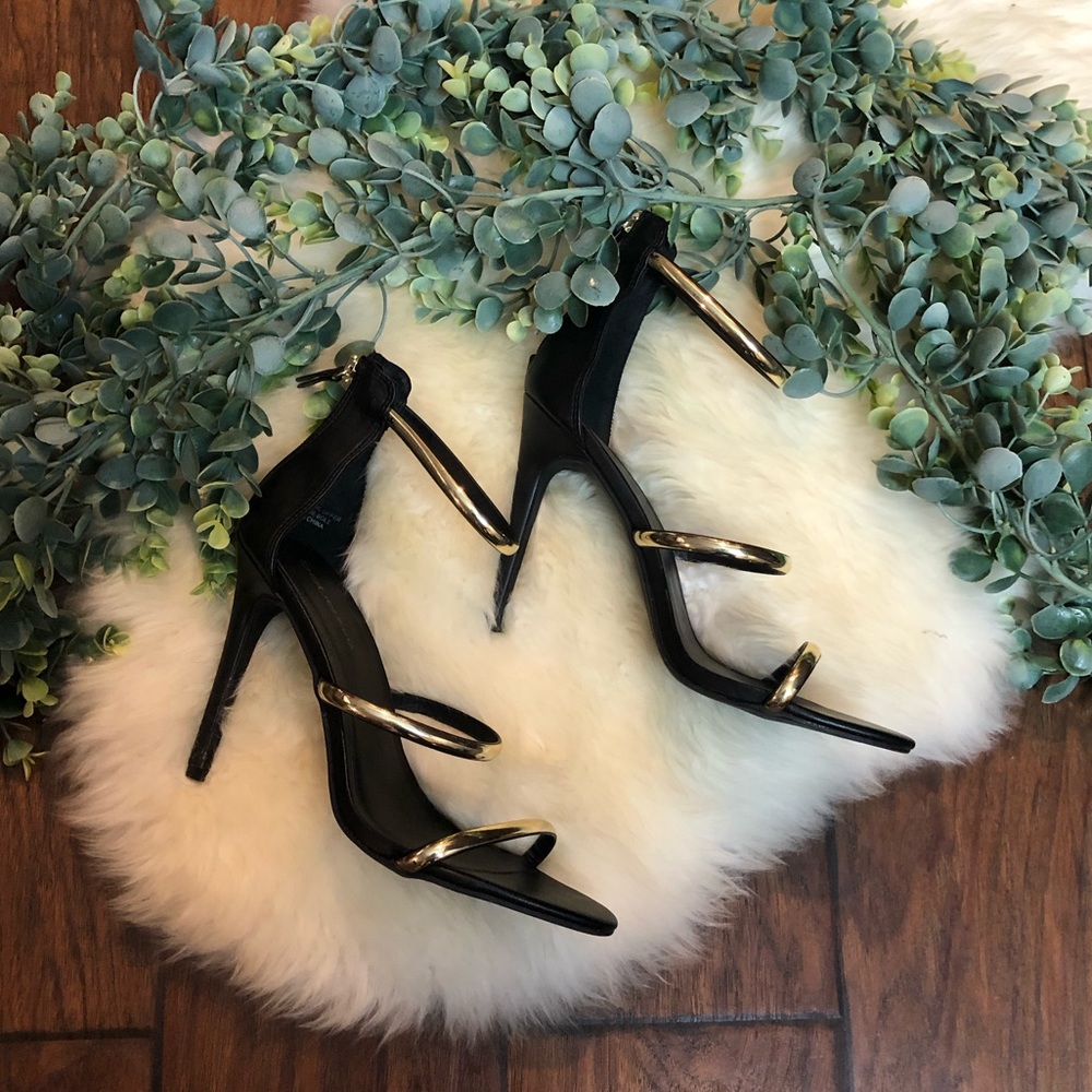 Bebe & Co Gold and Black Heels